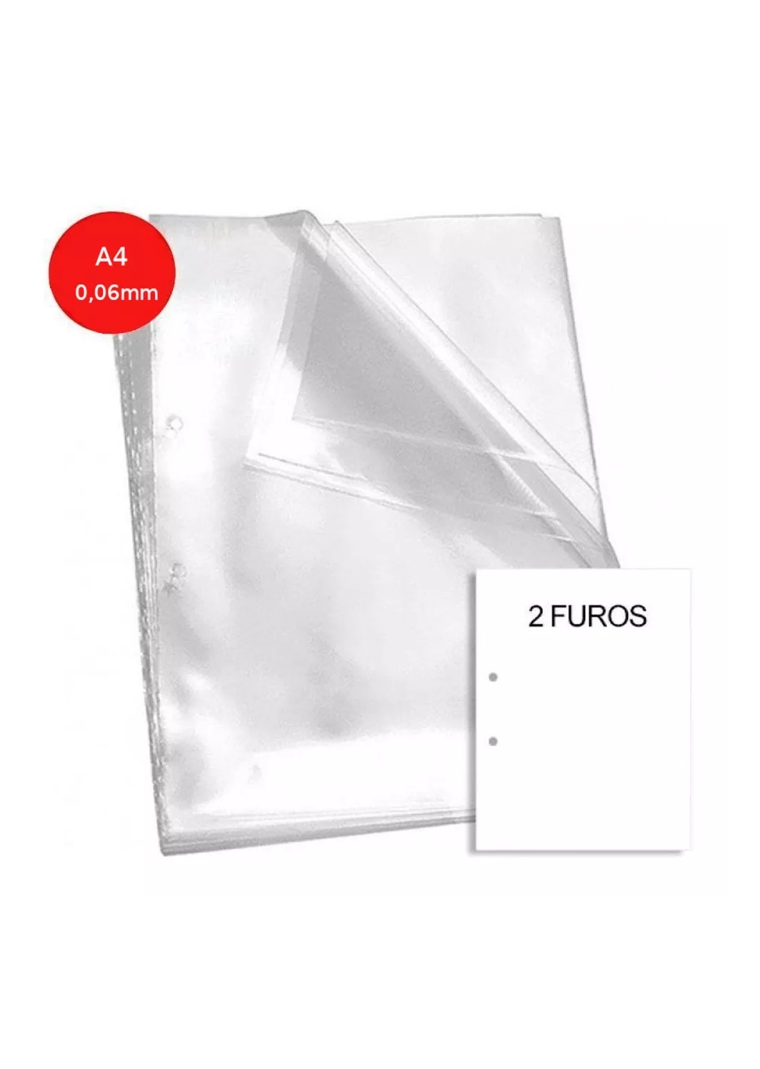 Envelope Plástico Acp A4 2 Furos 0,06mm C...