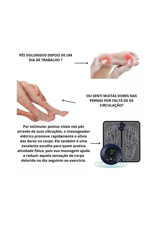 Massageador Tapete Pulso Elétrico Perna P...