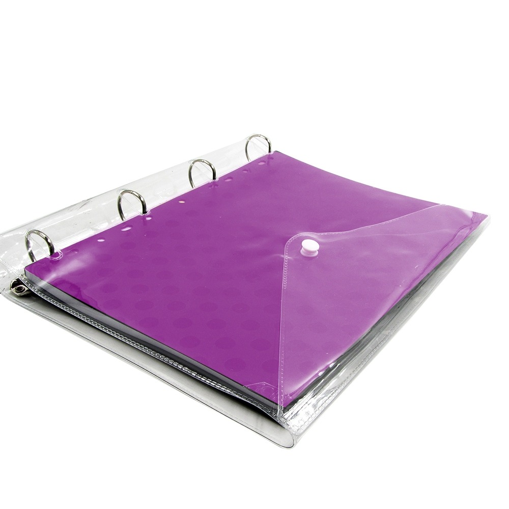 Fichario De Pvc Roxo Capa 96fl+divis Cristal