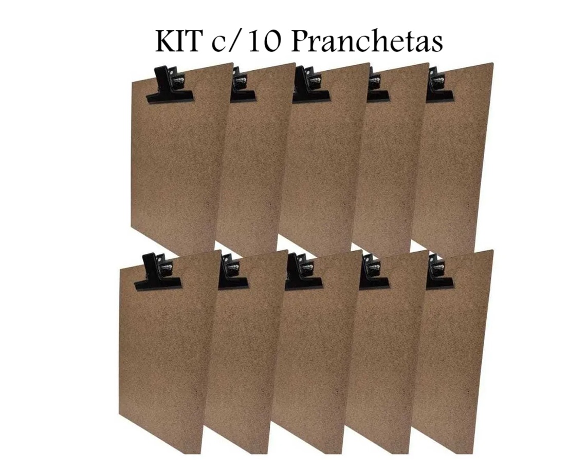 Kit 10 Pranchetas Madeira A4 Oficio Prend...
