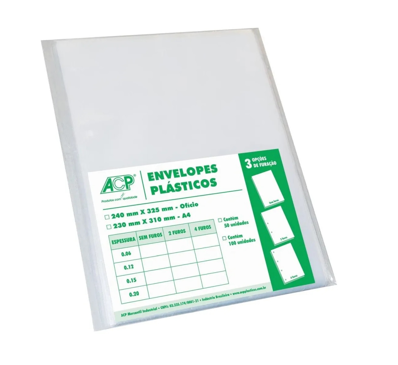 Envelope Plastico A4 4furos Medio 0,10mm ...