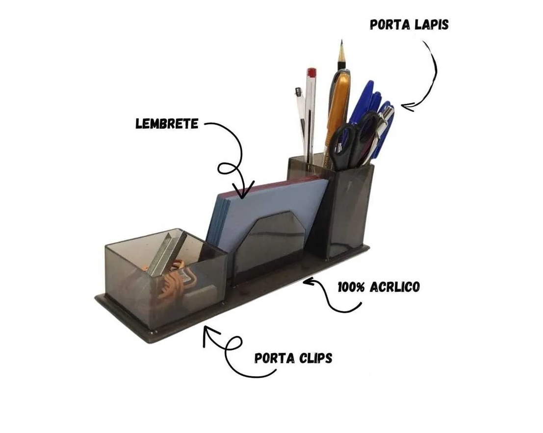 Porta Lapís Porta Caneta Porta Clips Lemb...