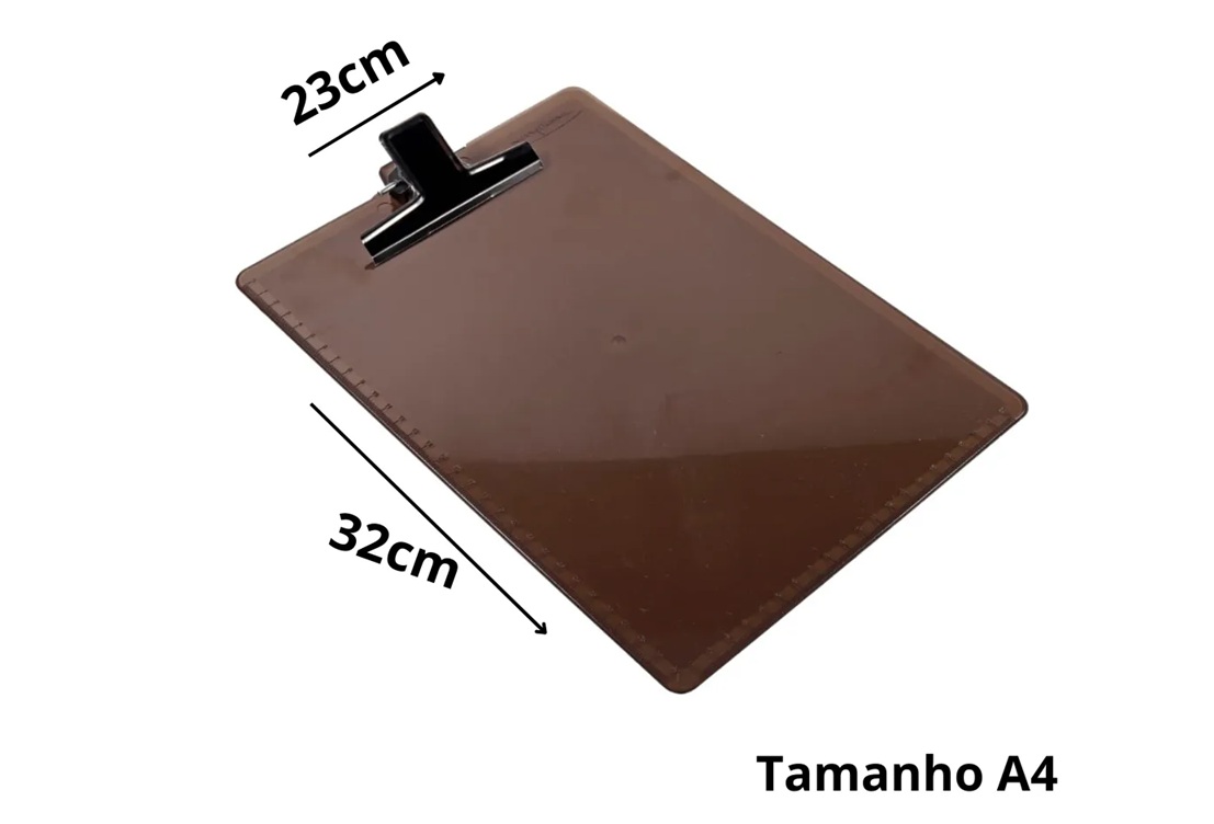 Prancheta Fumê Acrílico A4 Prendedor De M...