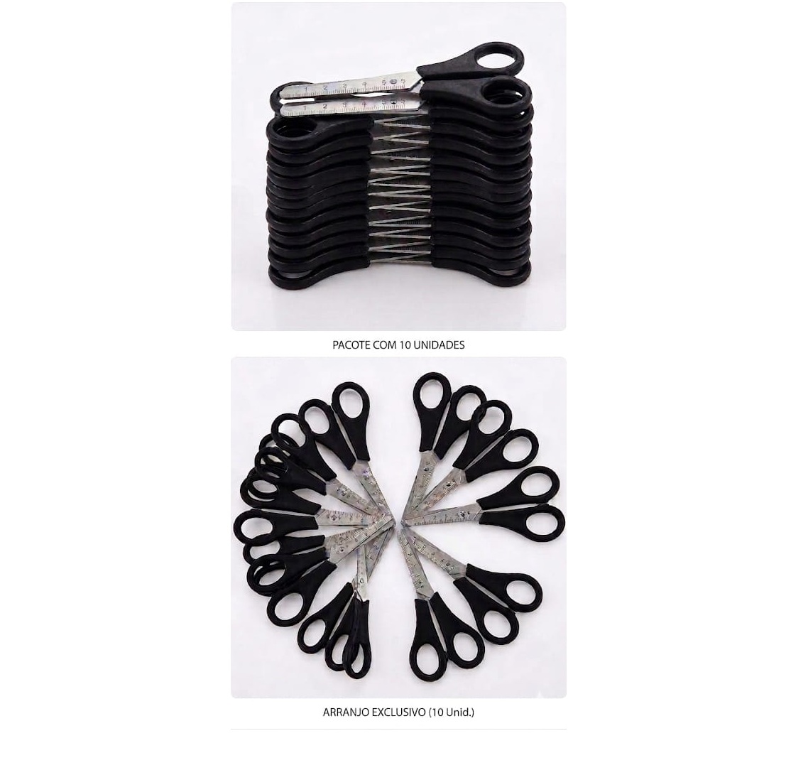 Kit 10 Tesouras Esc. Preto 13cm Cis Ks-96...