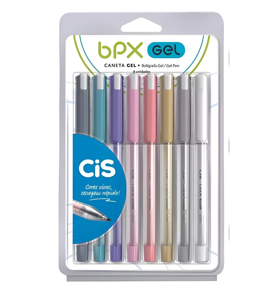 Kit Canetas Gel Coloridas BPX – 8 Cores V...