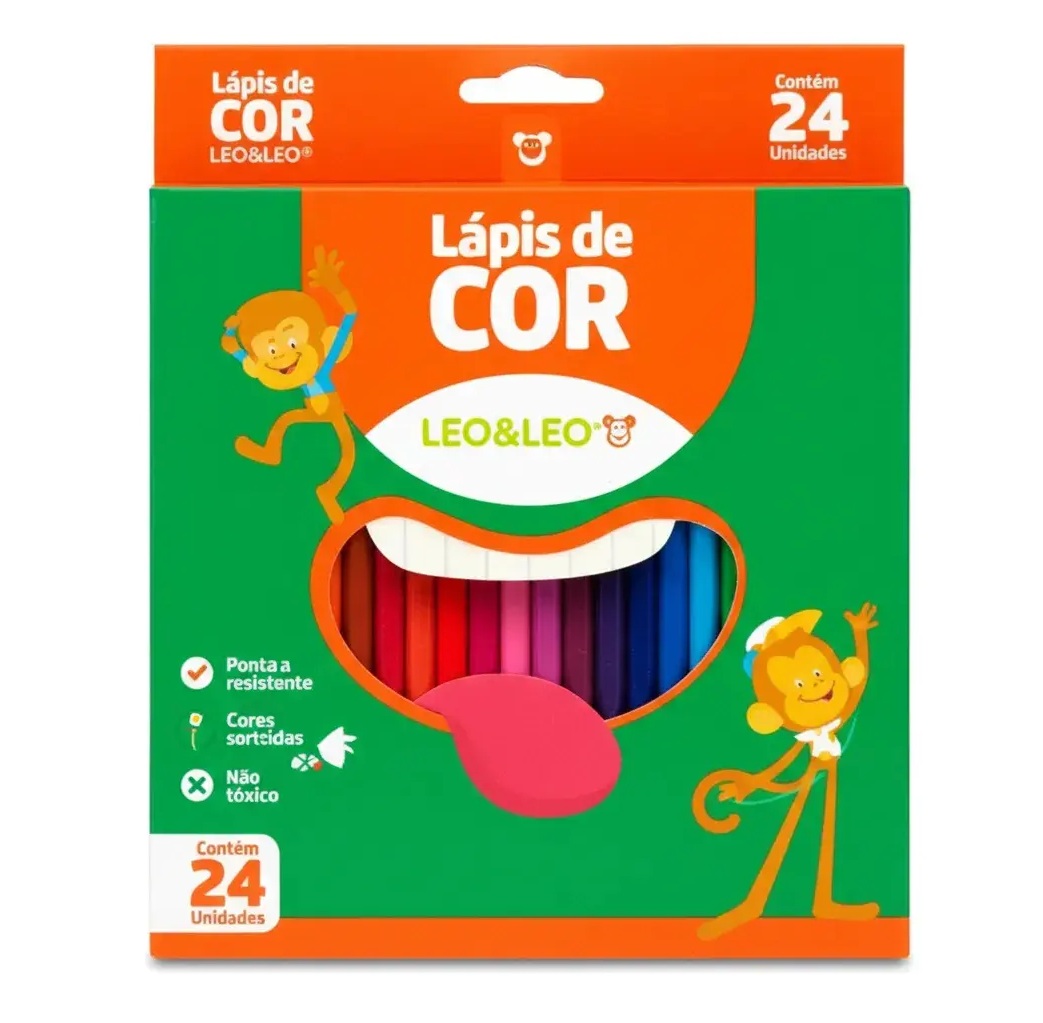 Lápis de Cor 24 Unidades Cores Vibrantes ...