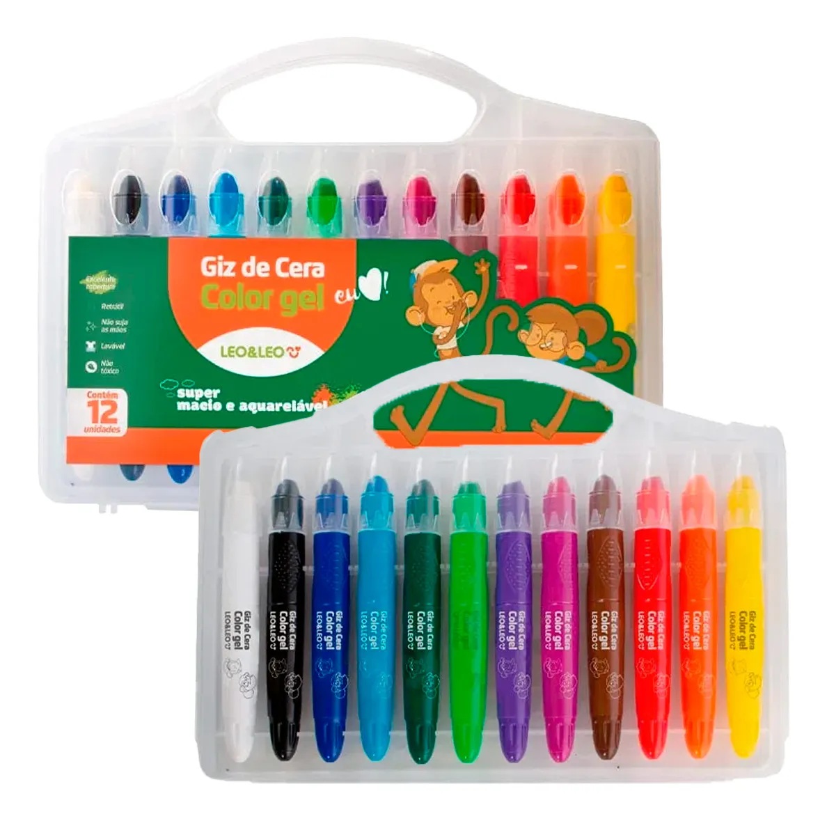 Giz de Cera Color Gel Retrátil Leo&Leo - ...