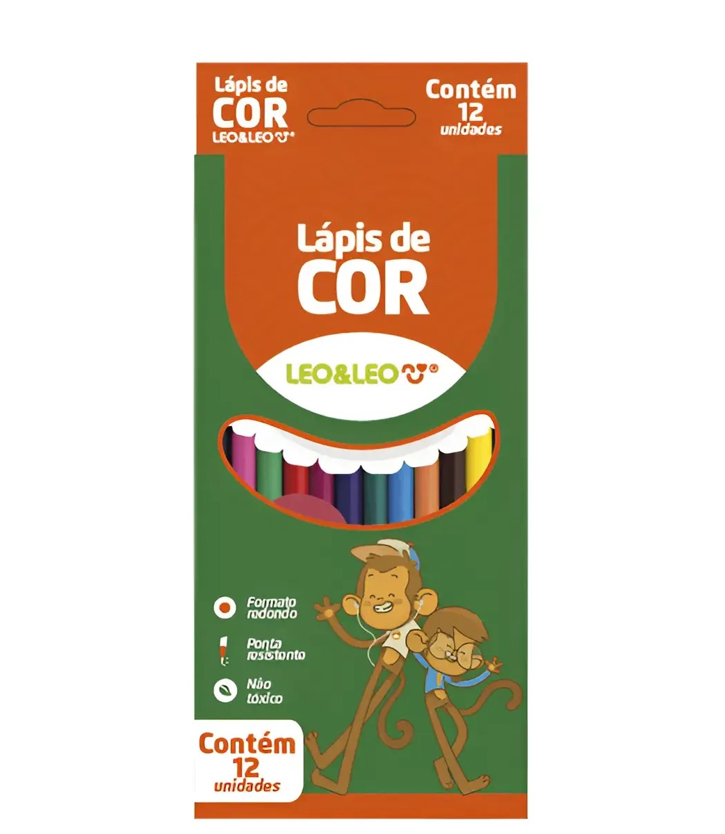 Lápis De Cor Leo e Leo 12 Cores Redondo E...