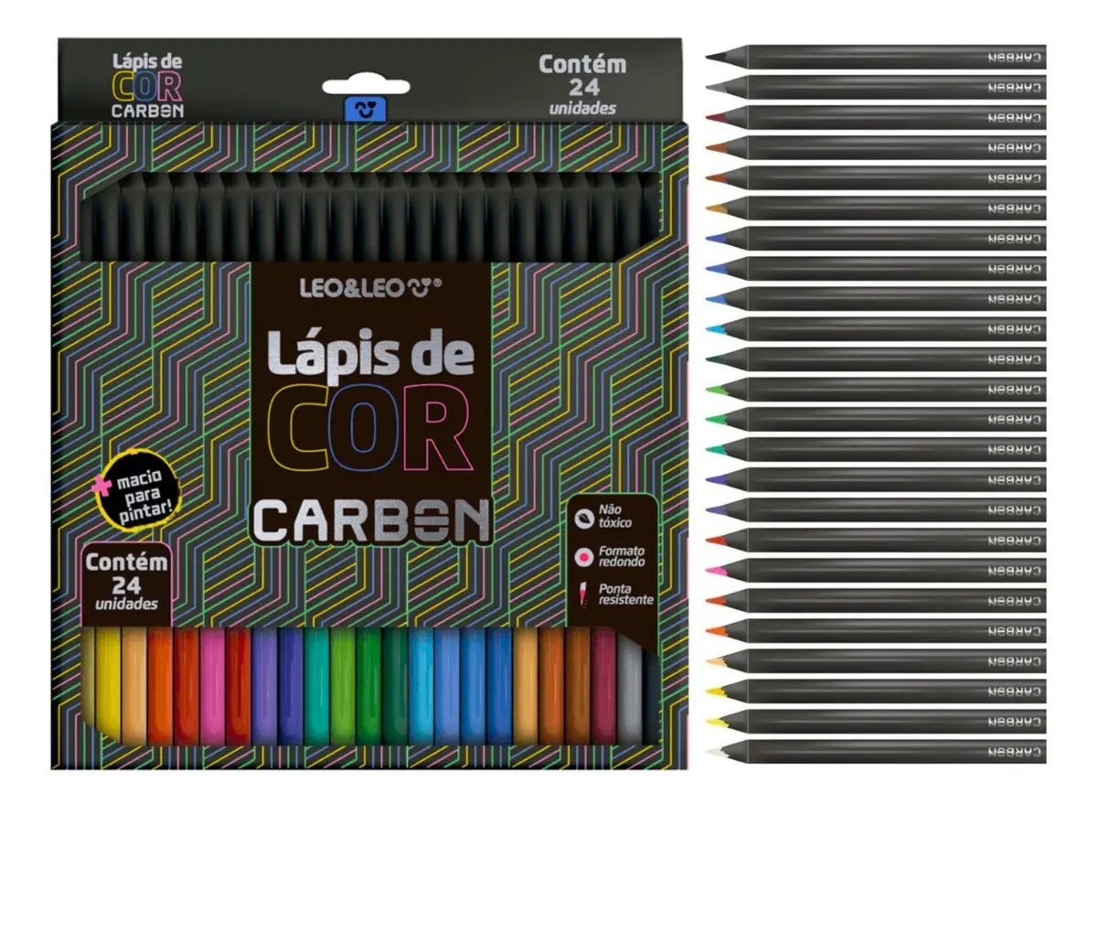 Lápis De Cor Carbon 24 Cores Leo&Leo Corp...