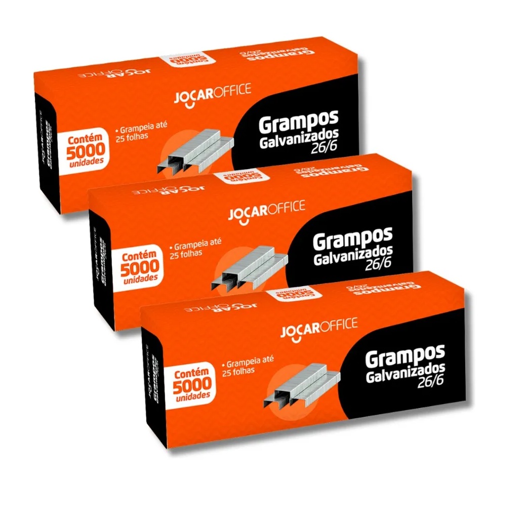 Kit 3 Caixas Grampo Galvanizado 26/6 Joca...