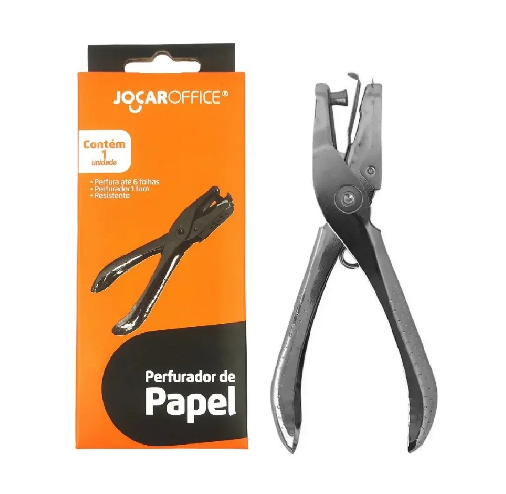 Furador De Papel 1 Furo Manual Em Aço Cro...