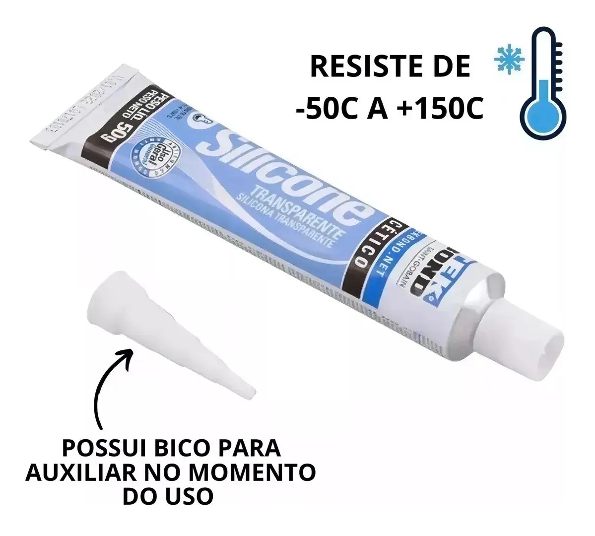 Silicone Acético Transparente Tekbond 50g...