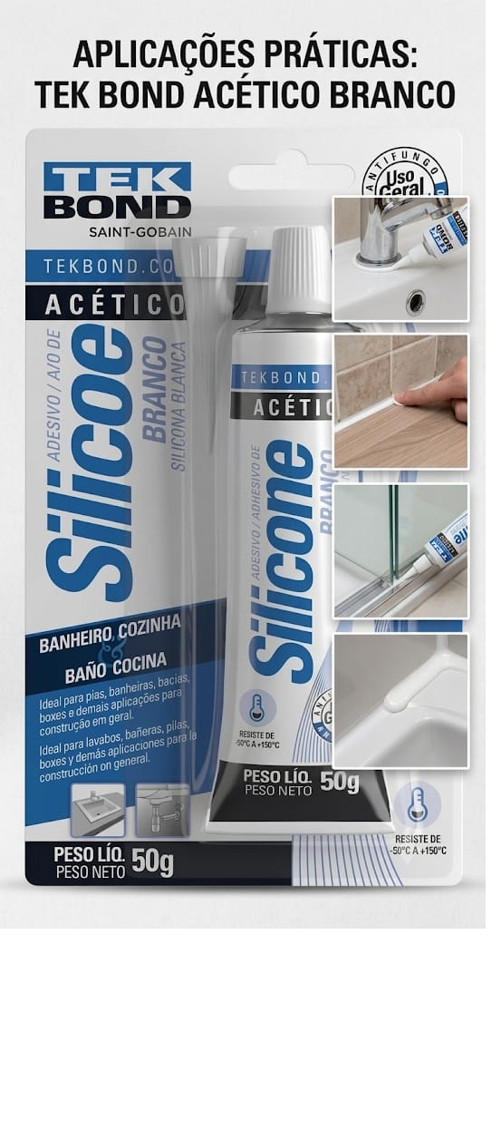 Silicone Acético Branco Tekbond 50g Uso G...