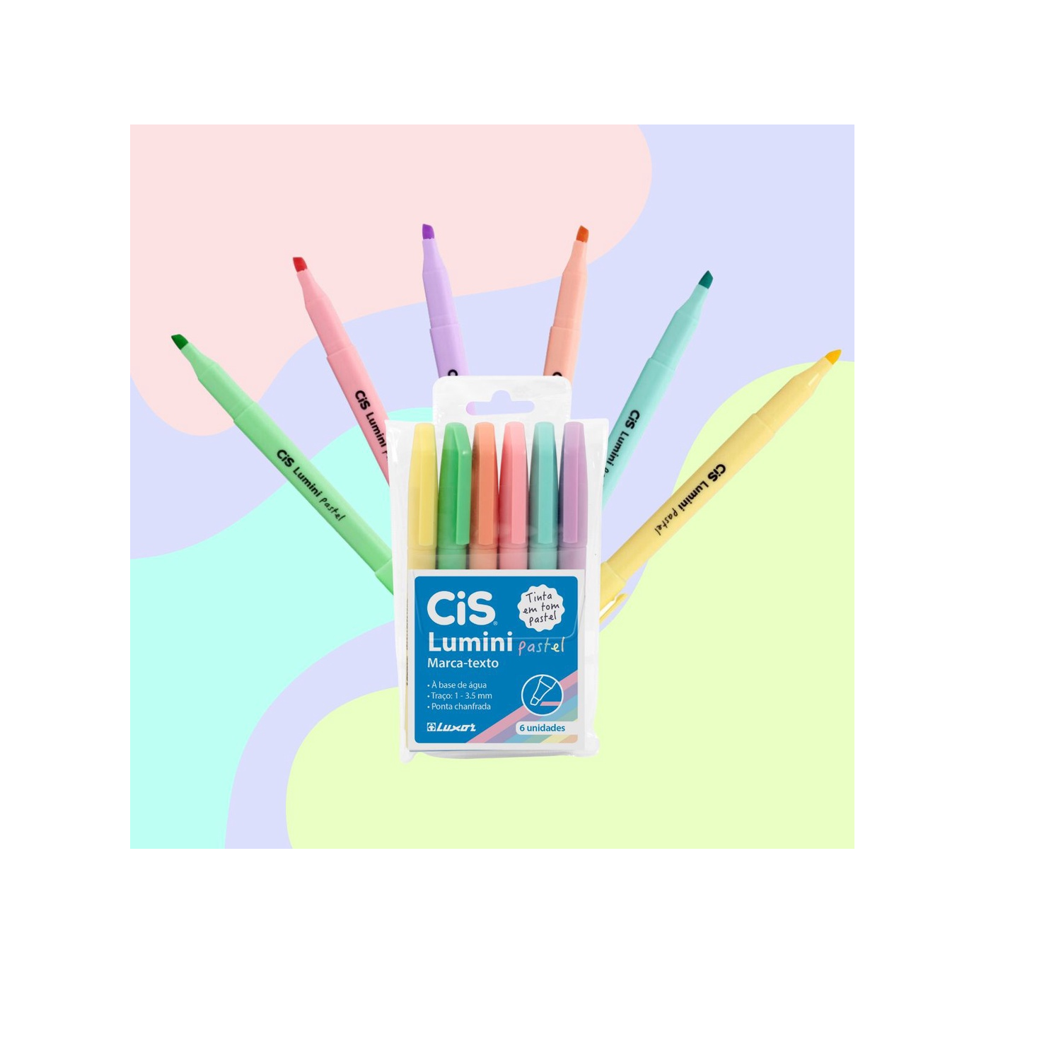 CANETA MARCA TEXTO CIS LUMINI TONS PASTEL...