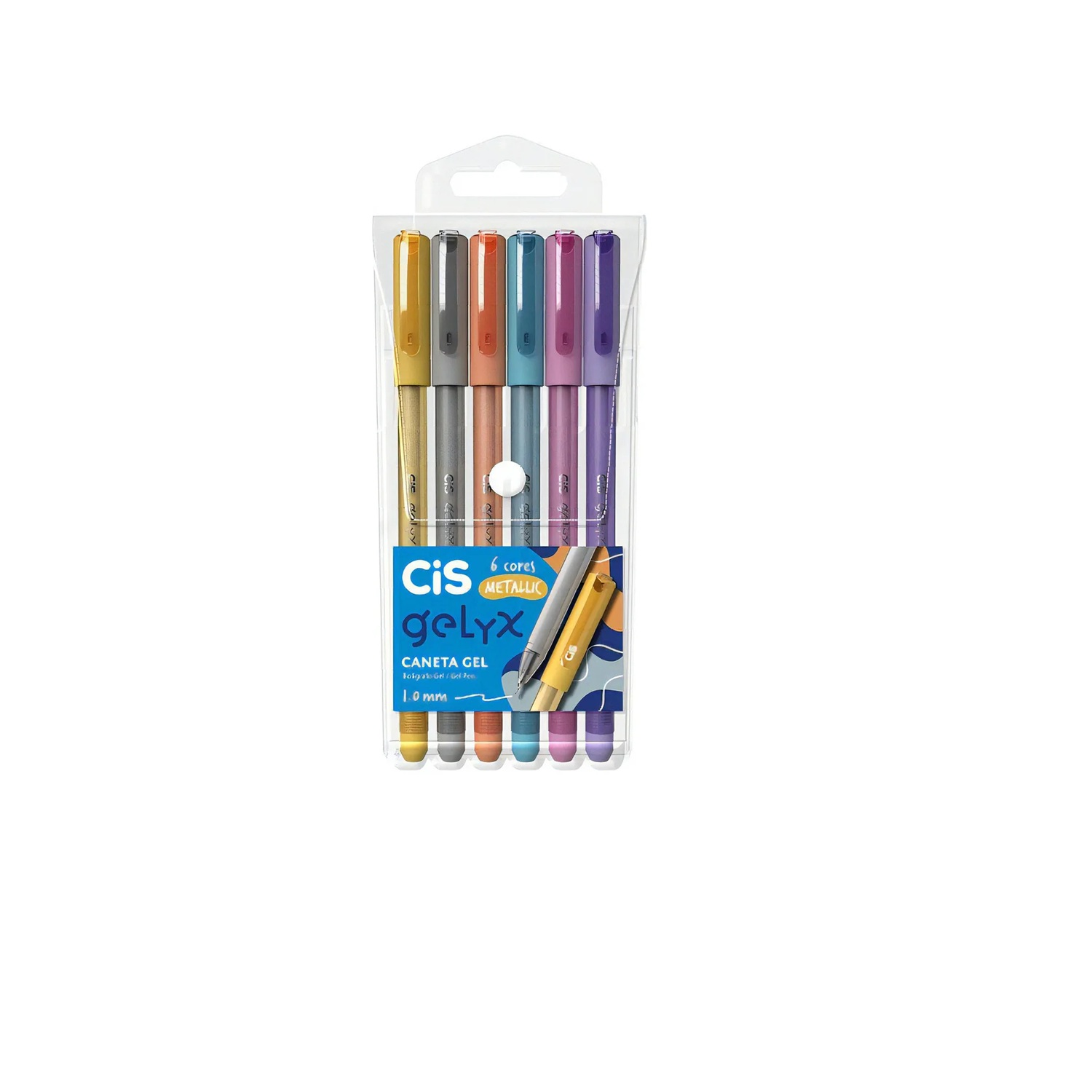Kit Caneta Gel 6 Cores Gelyx Metalicas Ci...