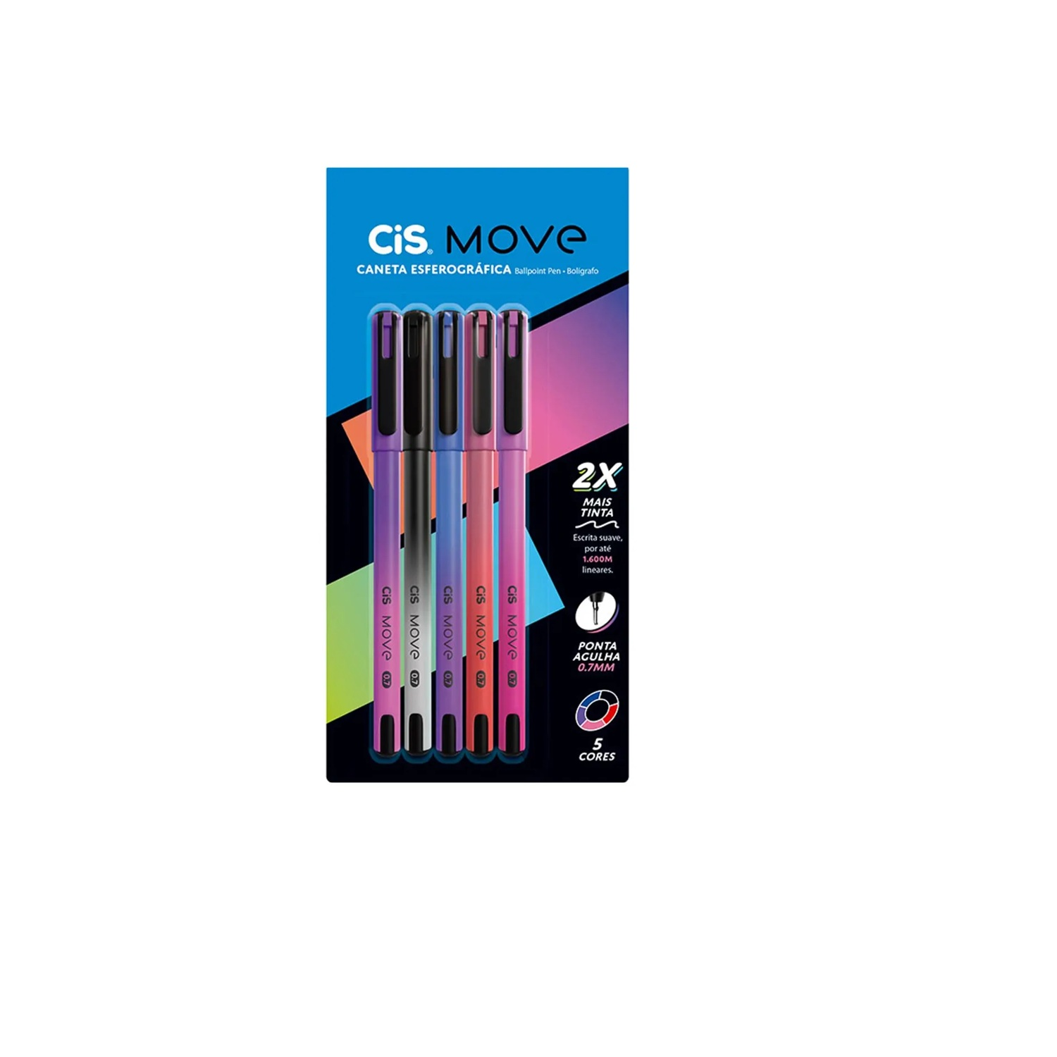 Kit Caneta Esferográfica Move 0.7mm 5 Cores