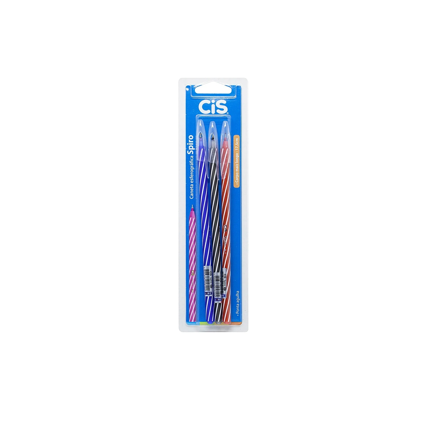 Kit Caneta Cis Spiro 0.7 Ponta Fina 3 Cor...