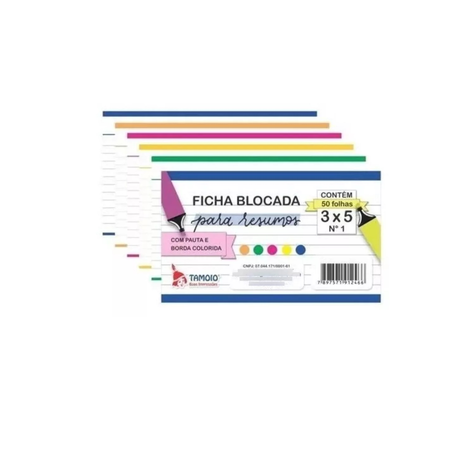Ficha Pautada Coloridas 3x5 Blocada Para ...