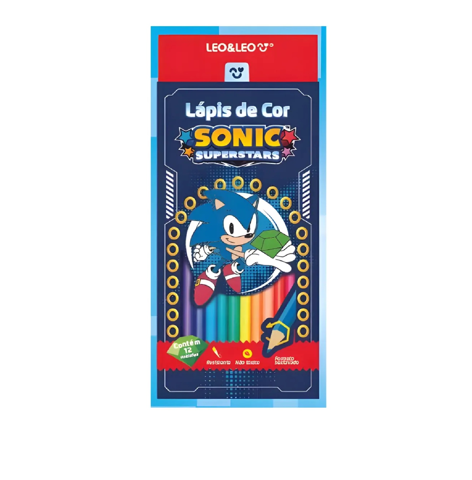 KIt Escolar Sonic Infantil Lápis de Cor 1...