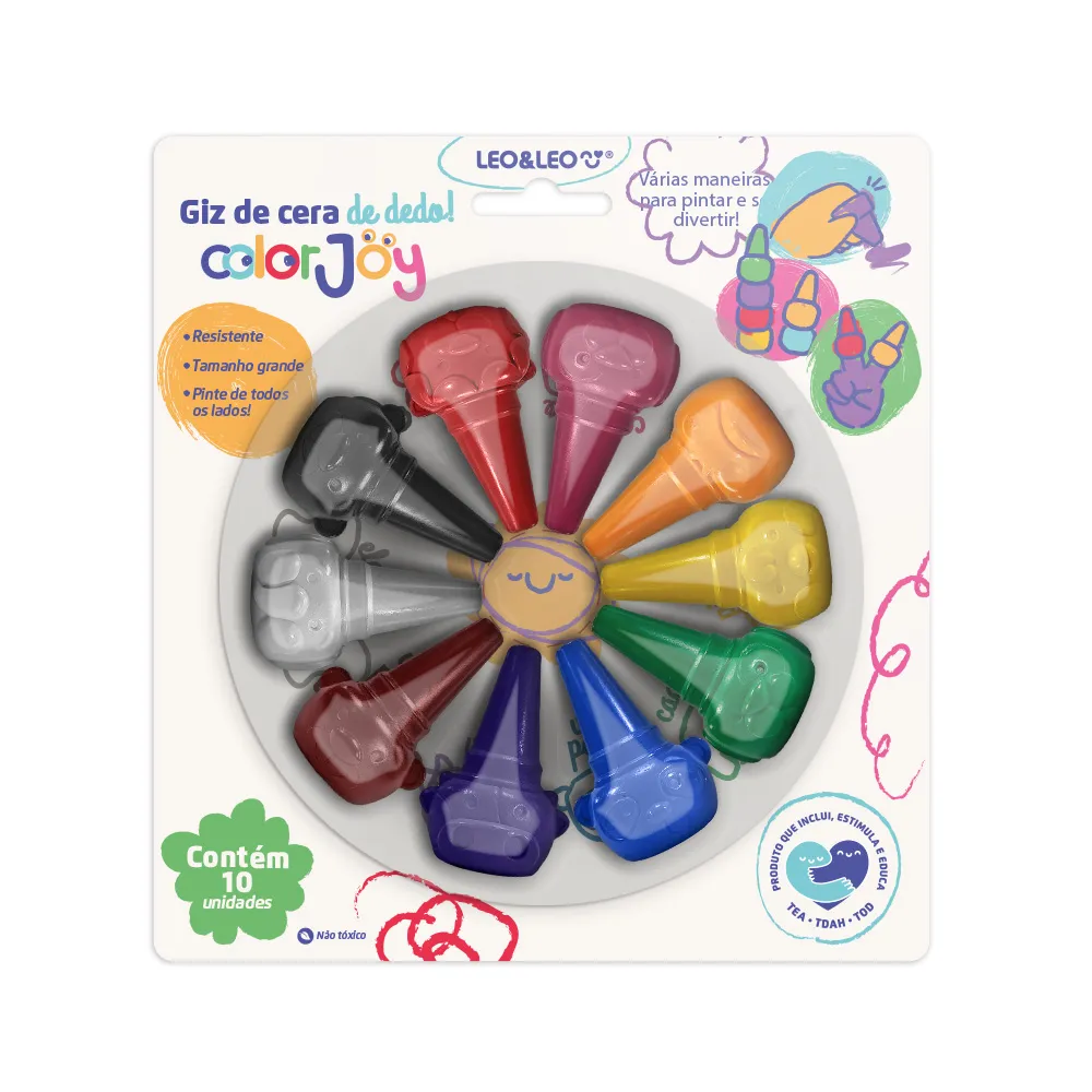 Giz de Cera encaixa no Dedo Color Joy - c...