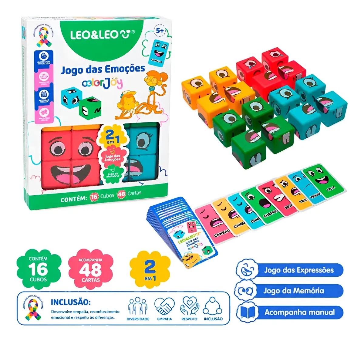 Jogo das Emoções Cubo Color Joy 2 Em 1 Ca...