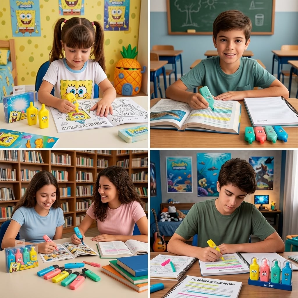 Kit Canetas Marca Texto Mini Bob Esponja ...