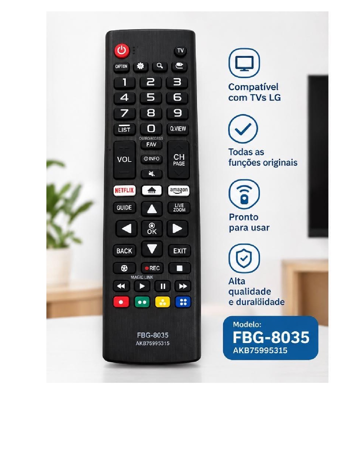 Controle Remoto Smart TV LG AKB75995315 C...