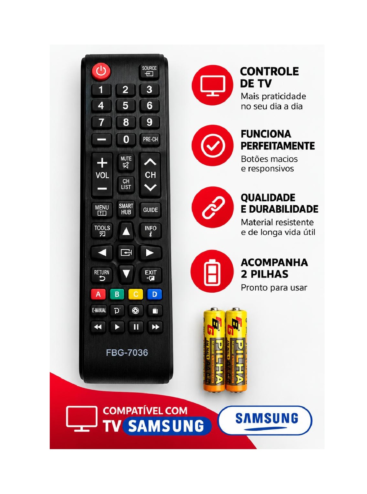 Kit 2 Controles Remoto Para TV Samsung Sm...