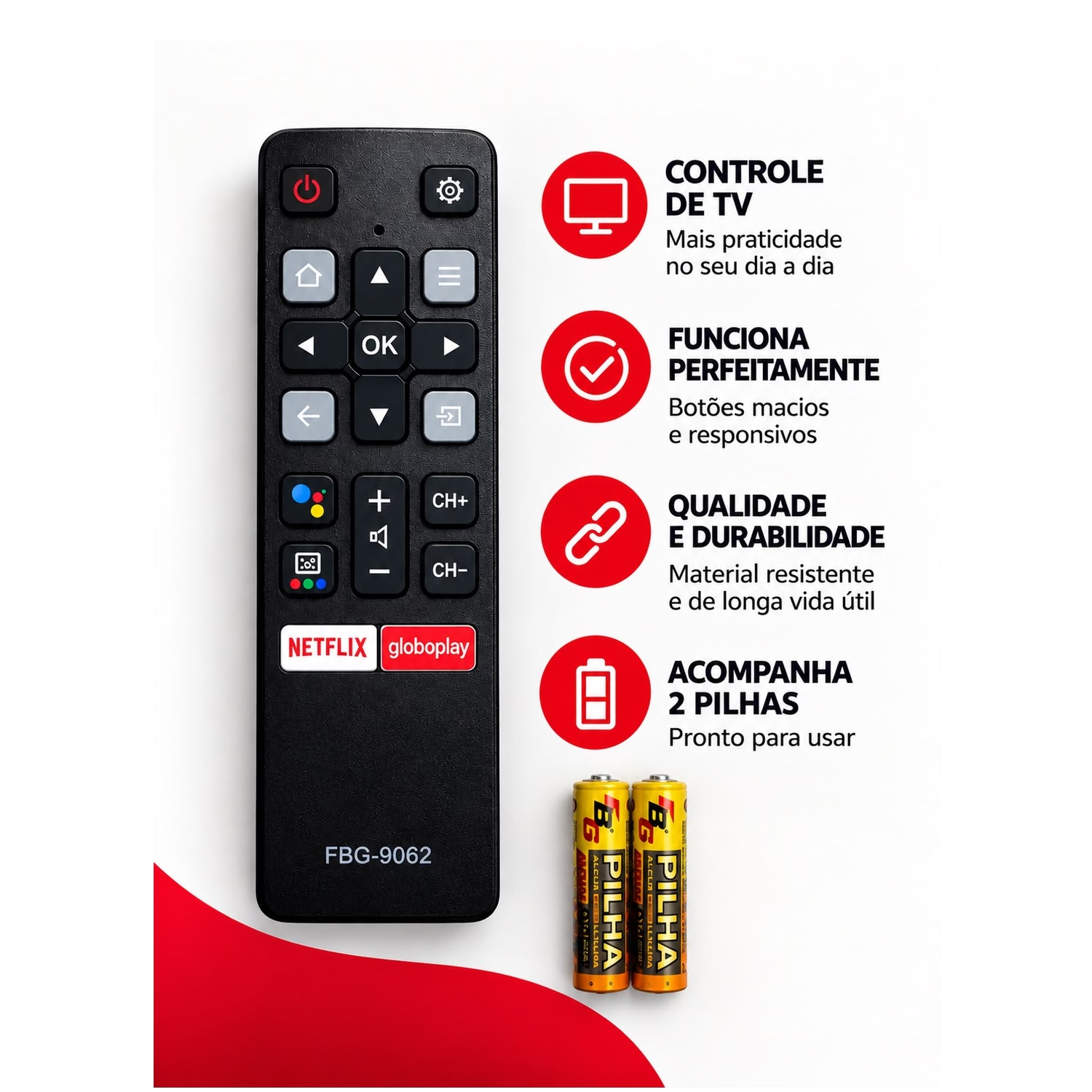 Controle TV TCL Compatível Atalhos Netfli...