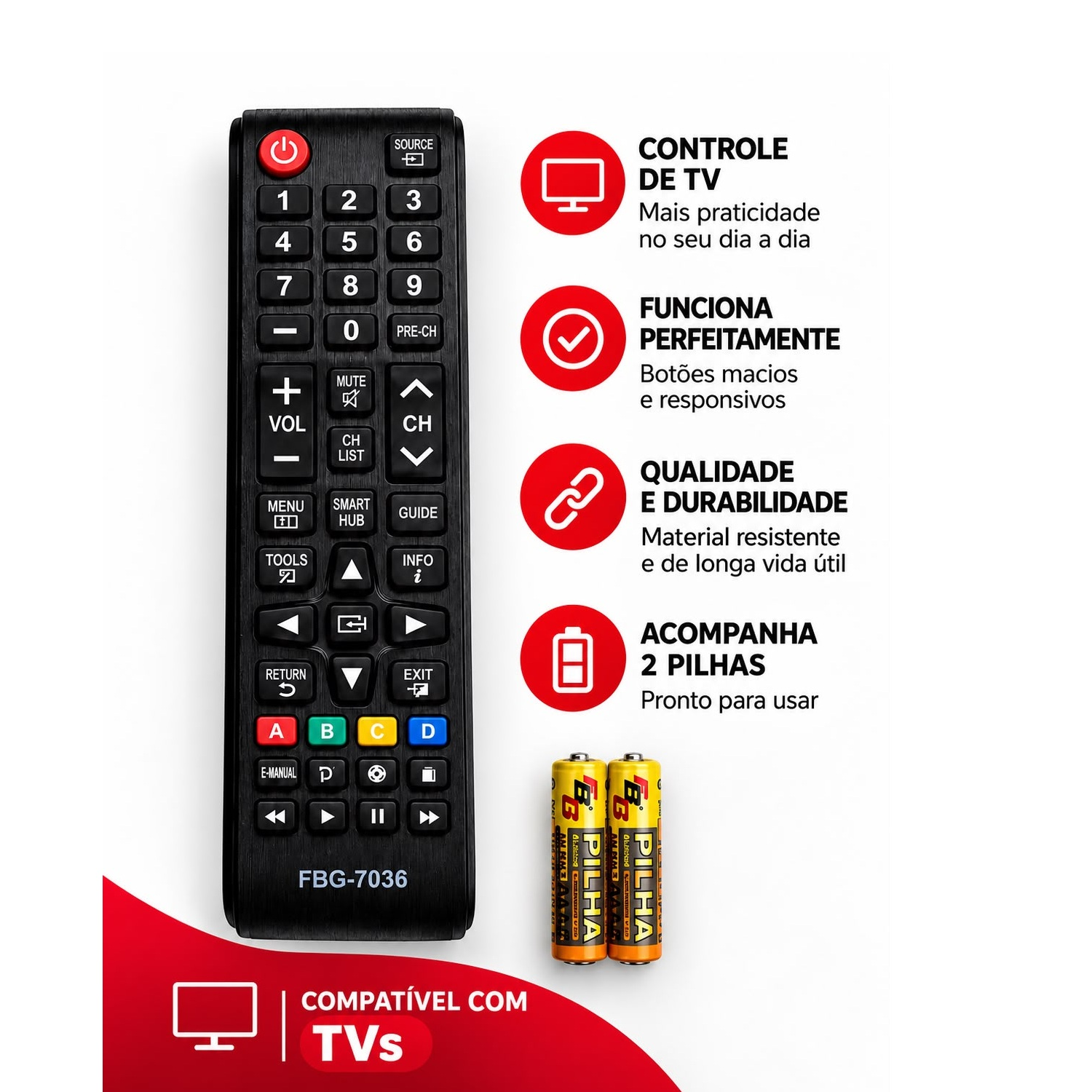 Controle Compatível TV Samsung Smart Hub ...