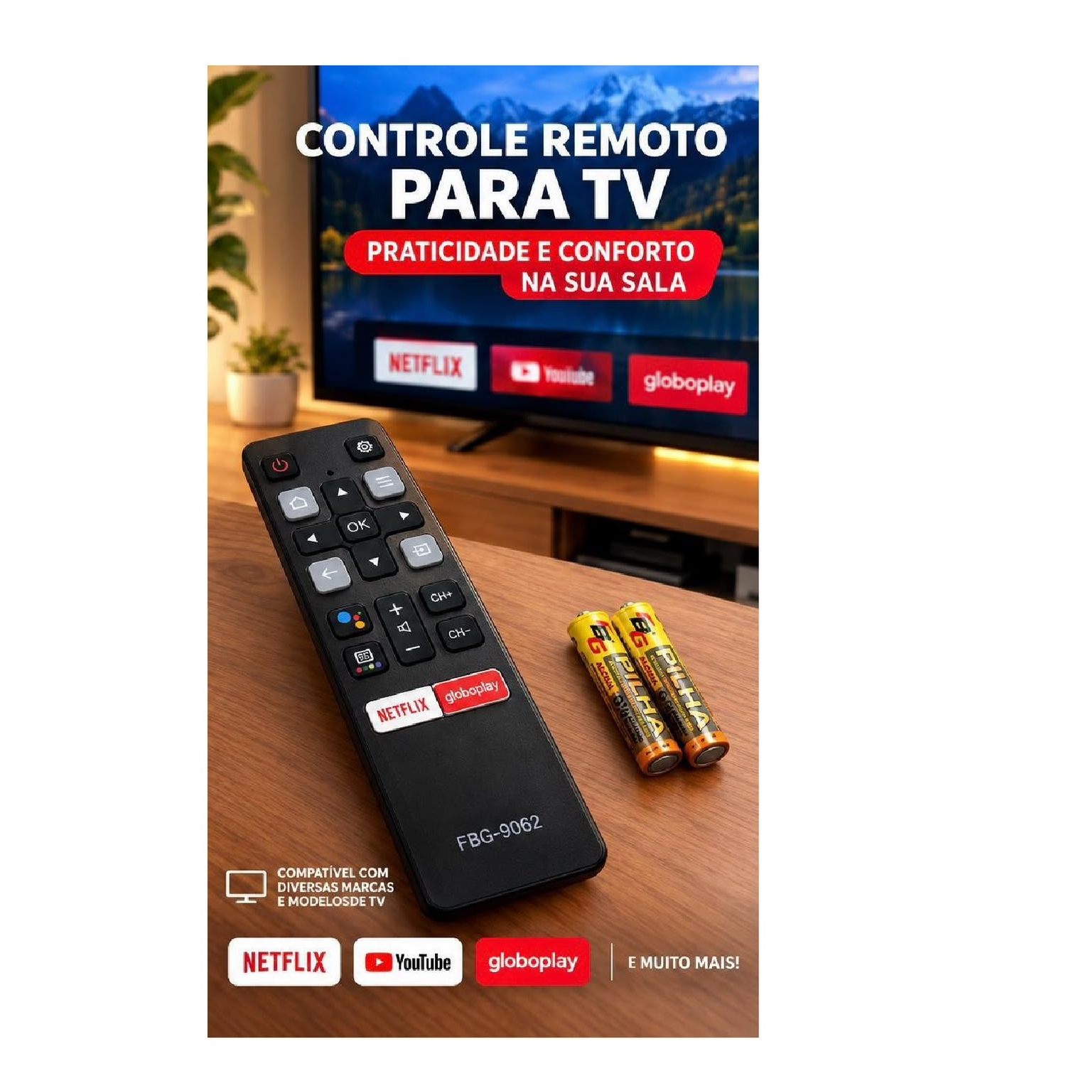 Kit 2 Controles TV TCL Compatível Atalhos...