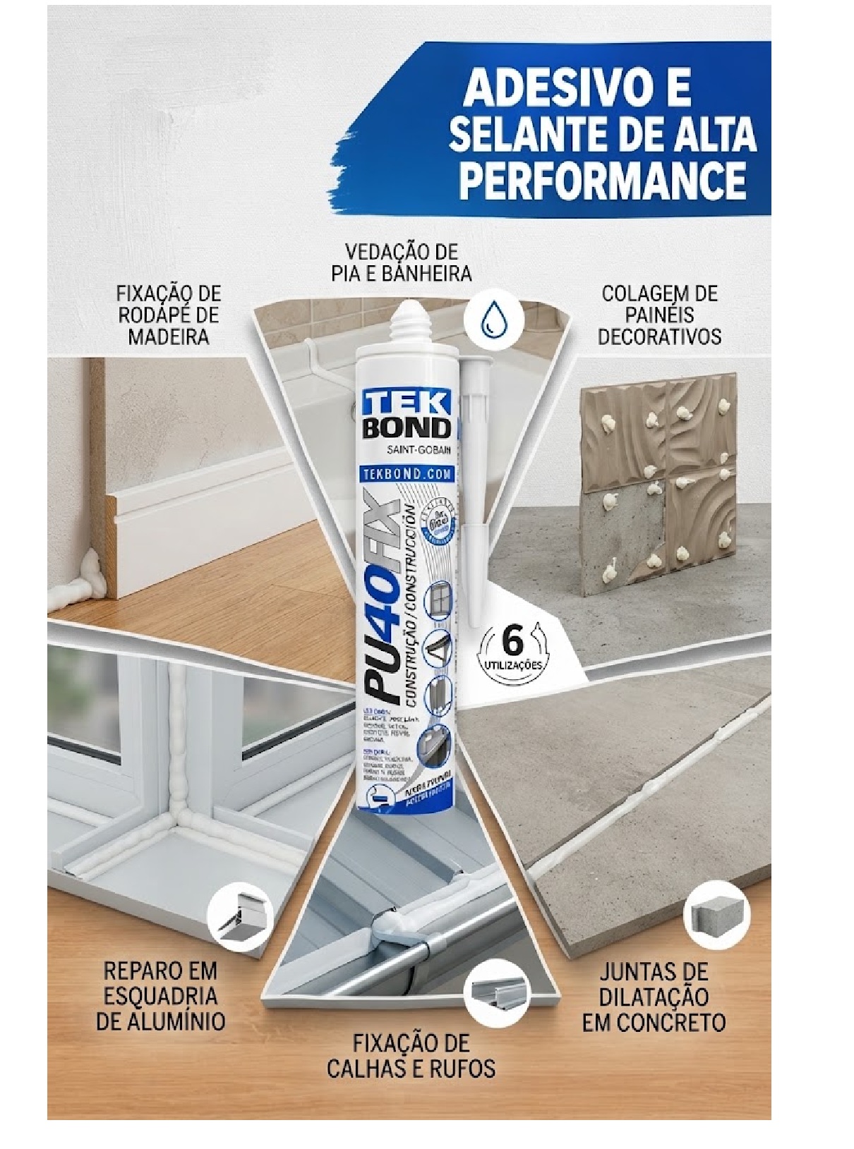 Selante Adesivo PU40 Fix Tekbond 387g Bra...