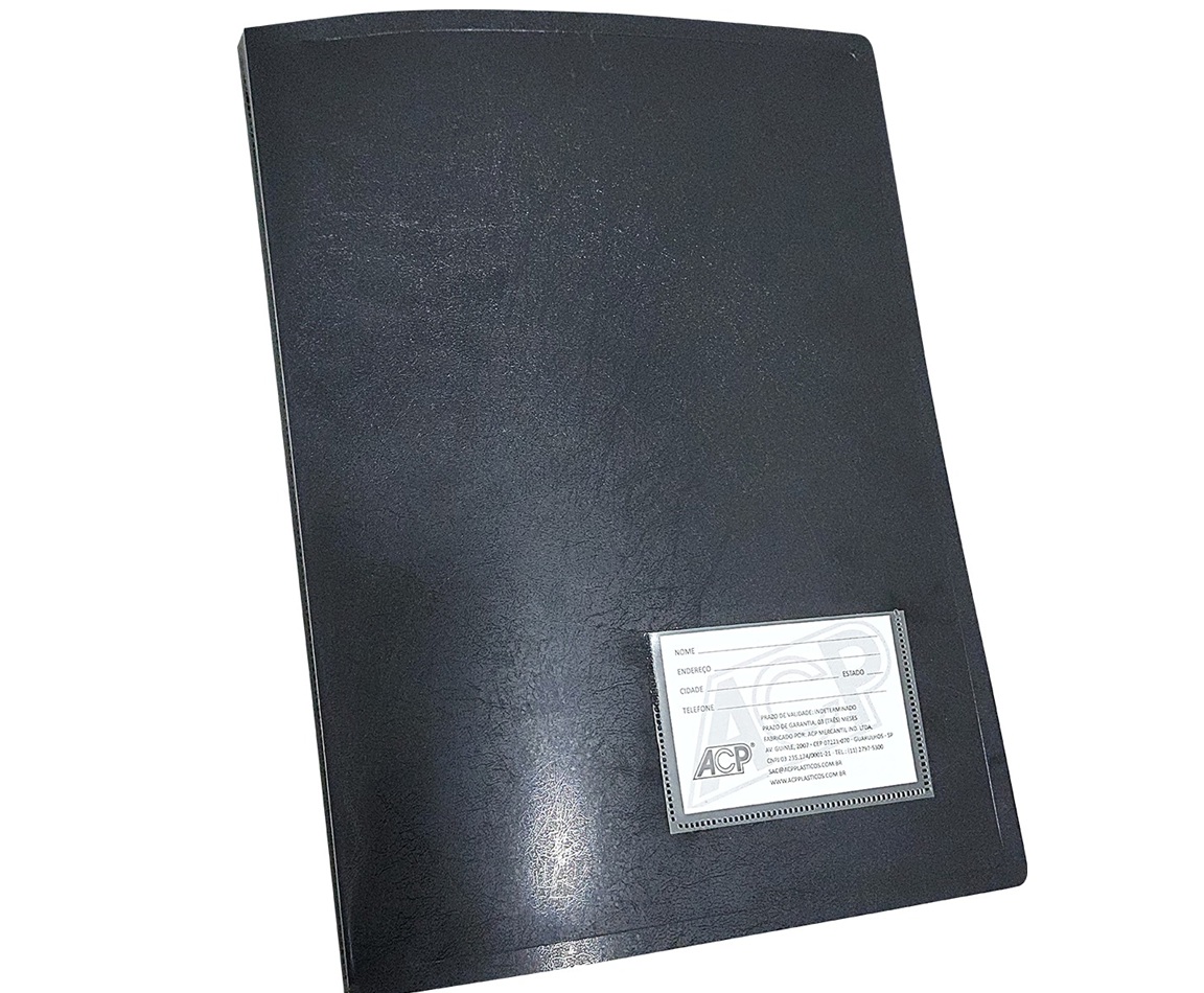 Pastas Catálogo Pp Black A4 com 4 colchet...