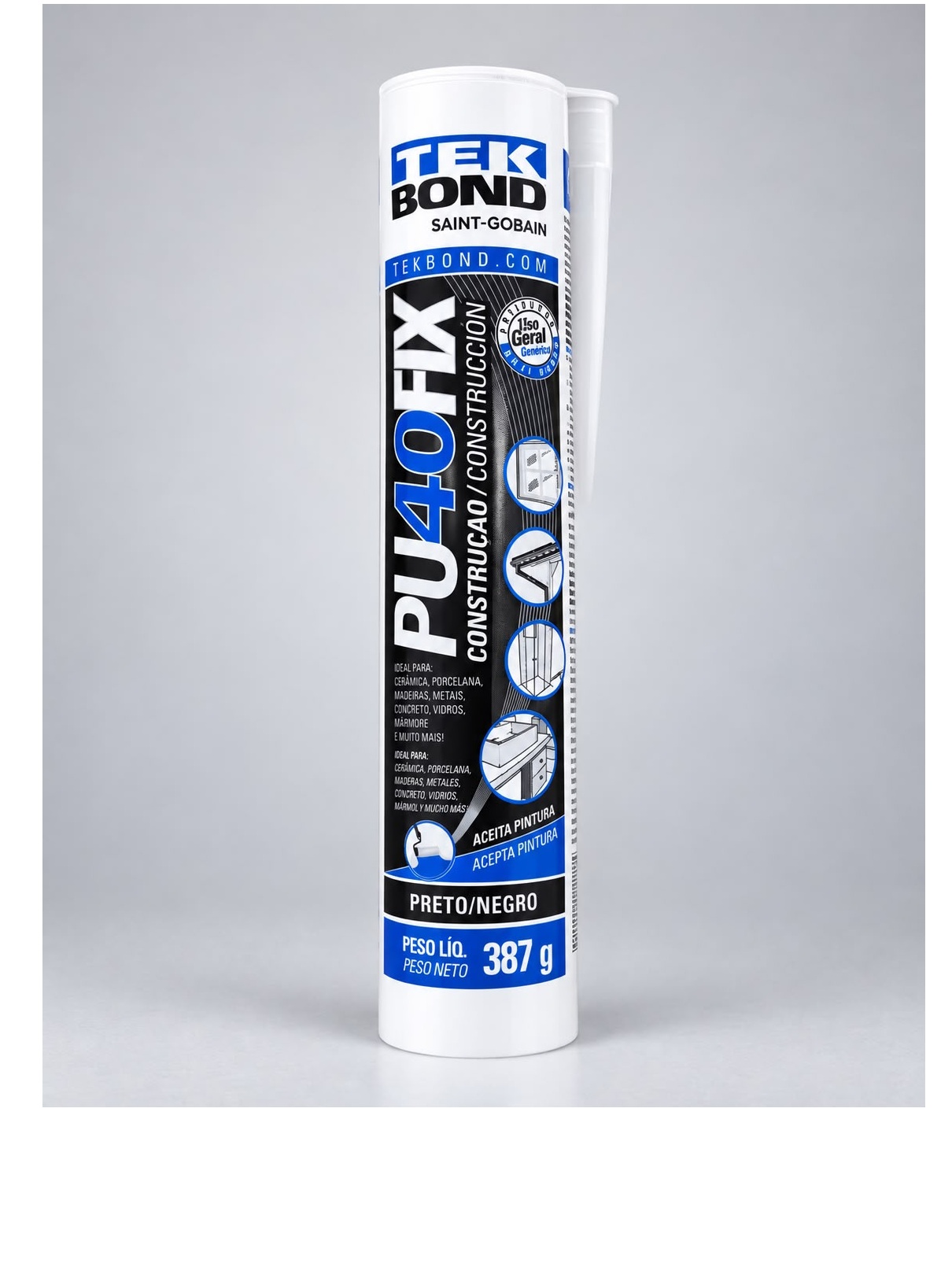 Kit 2 Adesivos PU40 Preto 387g Tekbond - ...