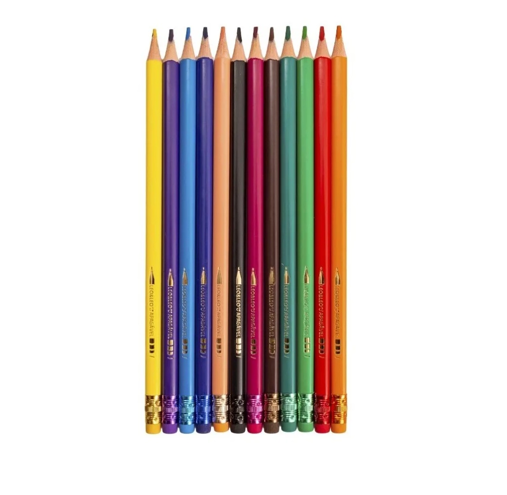 Kit 12 Lápis de Cor Triangular Apagável c...