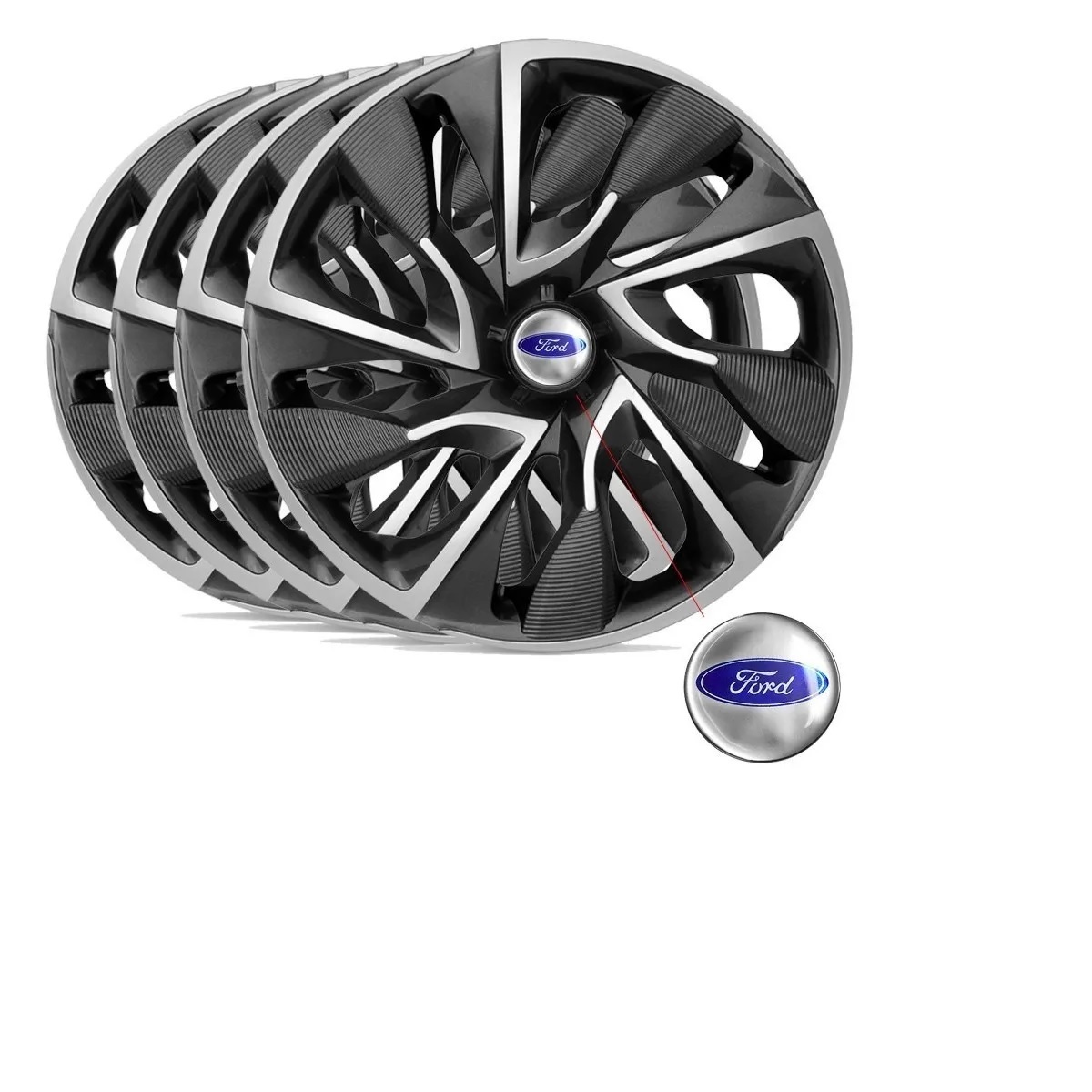Jogo De Calota Esportiva Ds4 Black Silver...