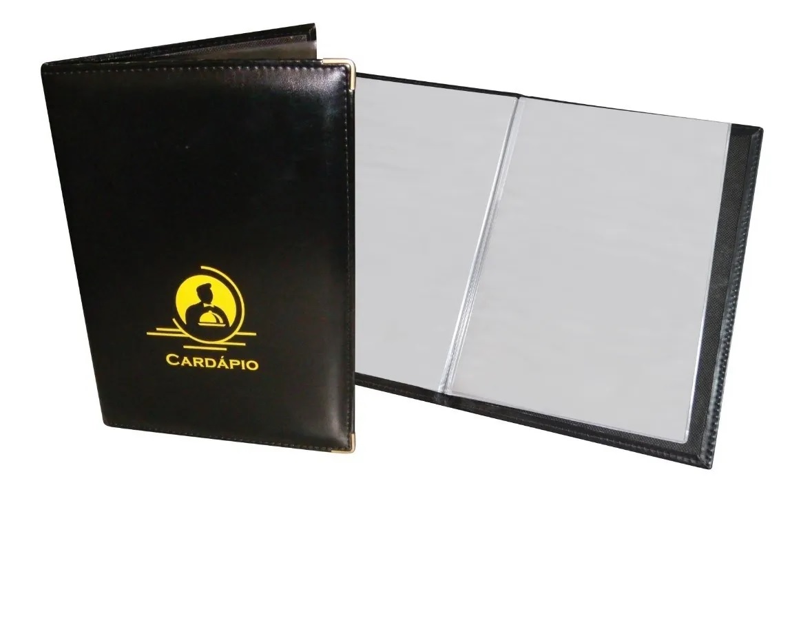 Kit 2 Pastas Cardapio Em Courvin Luxo Tam...