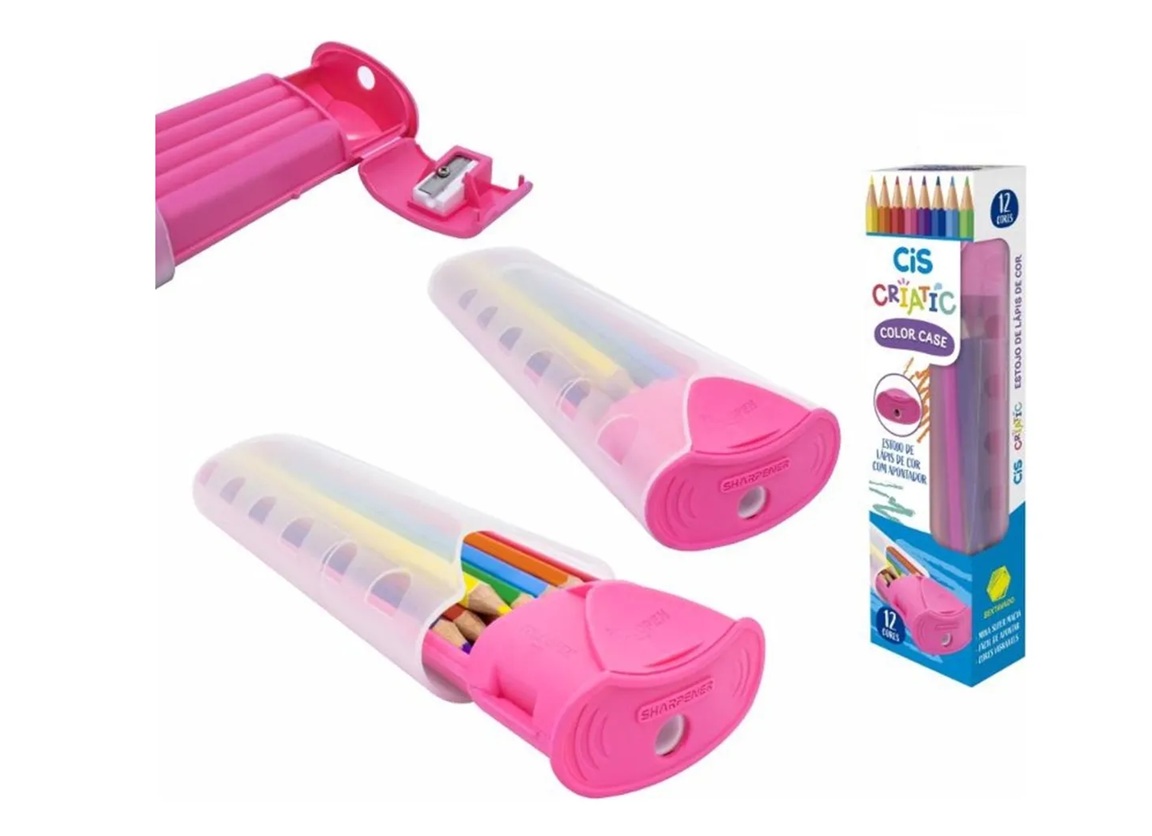 Kit Lápis De Cor 12 Cores Cis + Estojo E ...