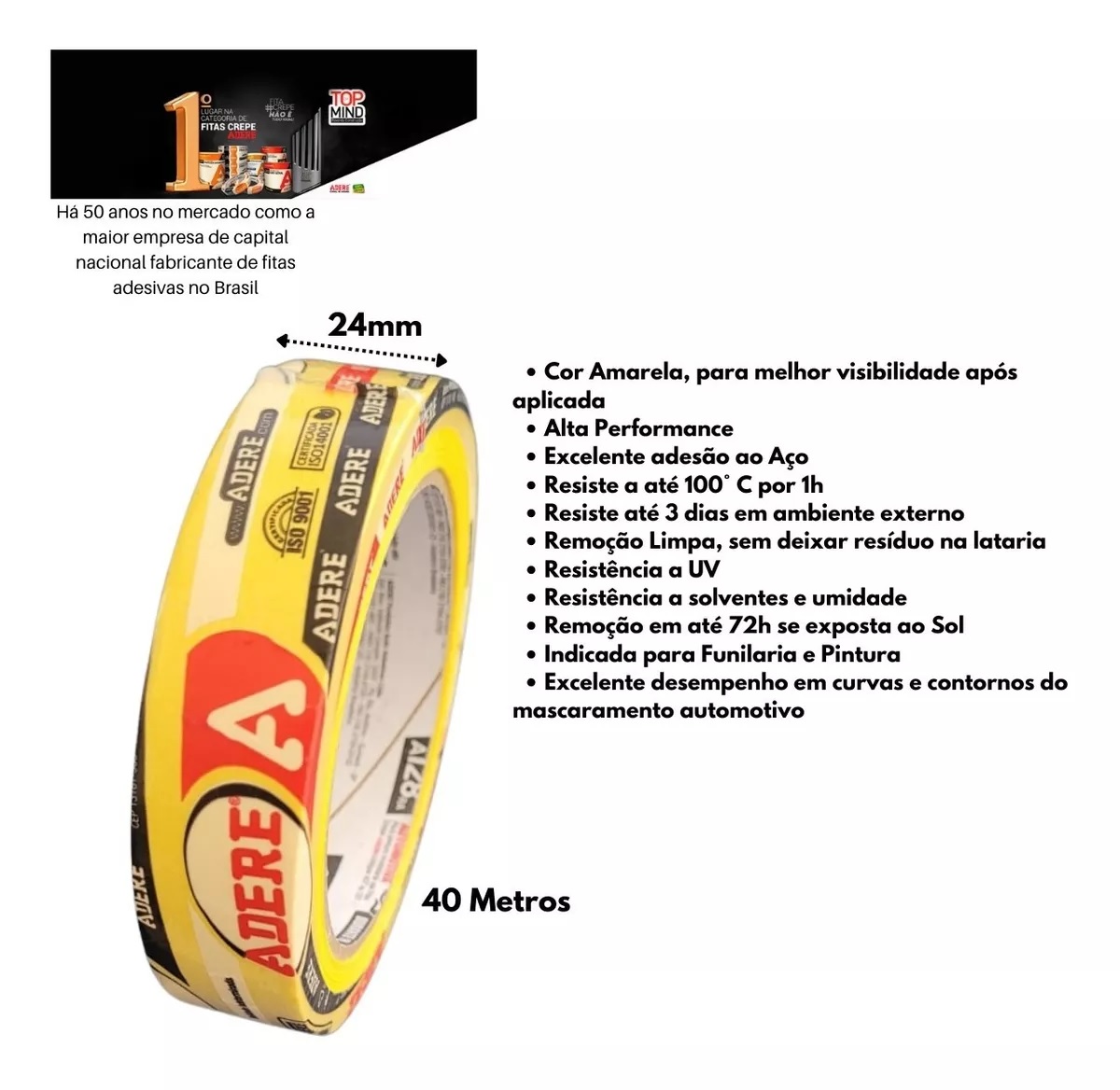 Kit 12 Fita Crepe Automotiva Amarela Prof...
