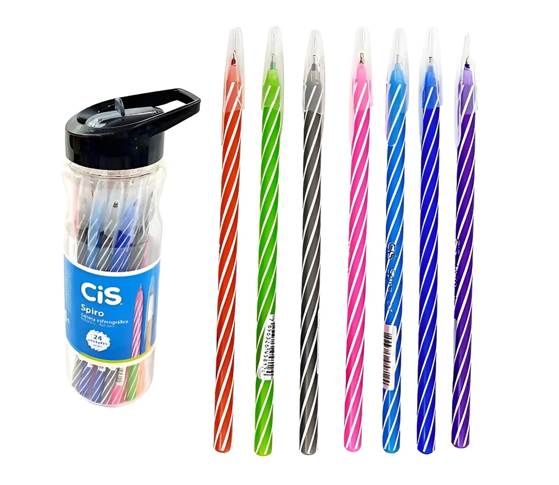 Kit com 24 Canetas Cores Sortidas Esferog...