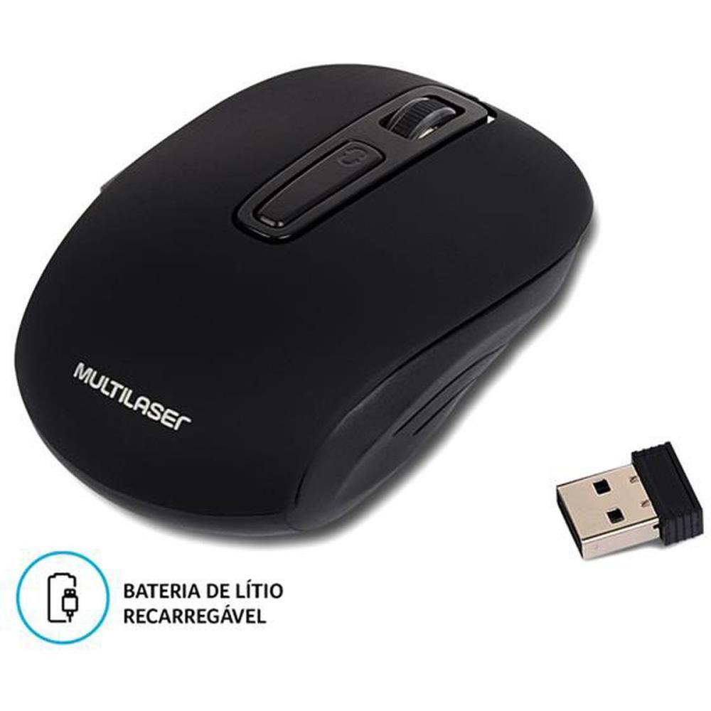 MOUSE OPTICO SEM FIO 1600DPI 2.4GHZ PRETO...