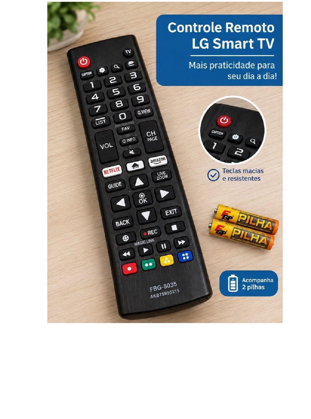 Kit 2 Controles Para Smart TV LG Teclas M...