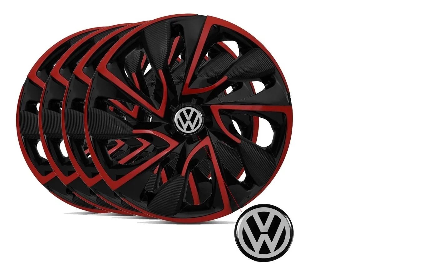 Jogo Calota Aro 14 Esportiva Ds4 Red Vw F...