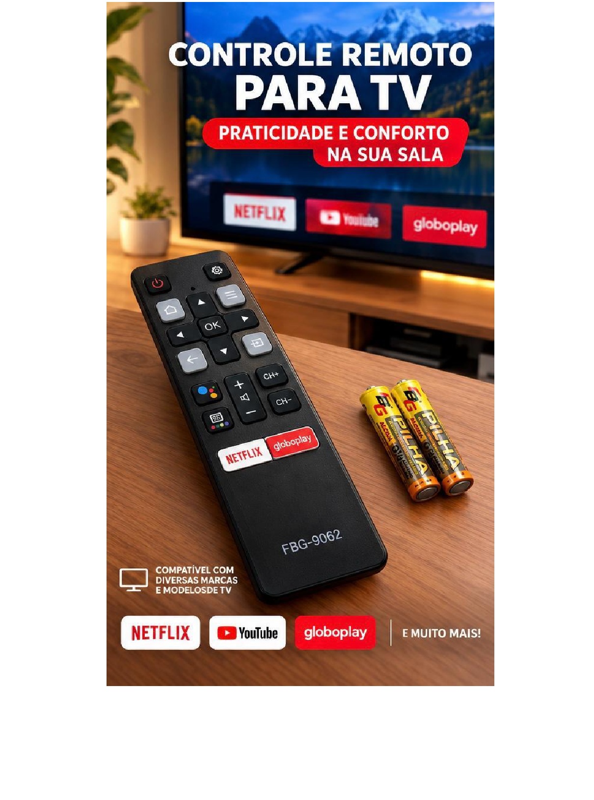 Controle Remoto Compatível TV TCL Modelo ...