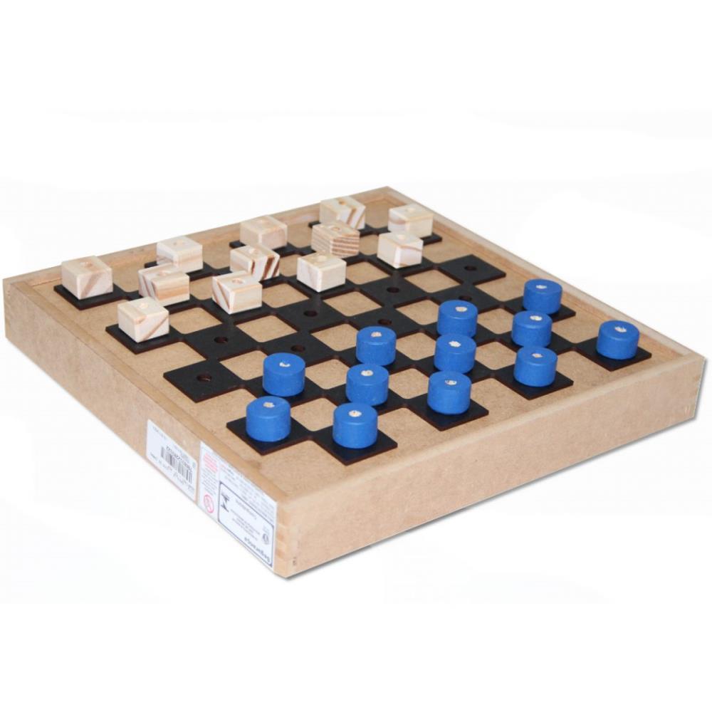 JOGO DE TABULEIRO BRAILLE DAMA DE MADEIRA