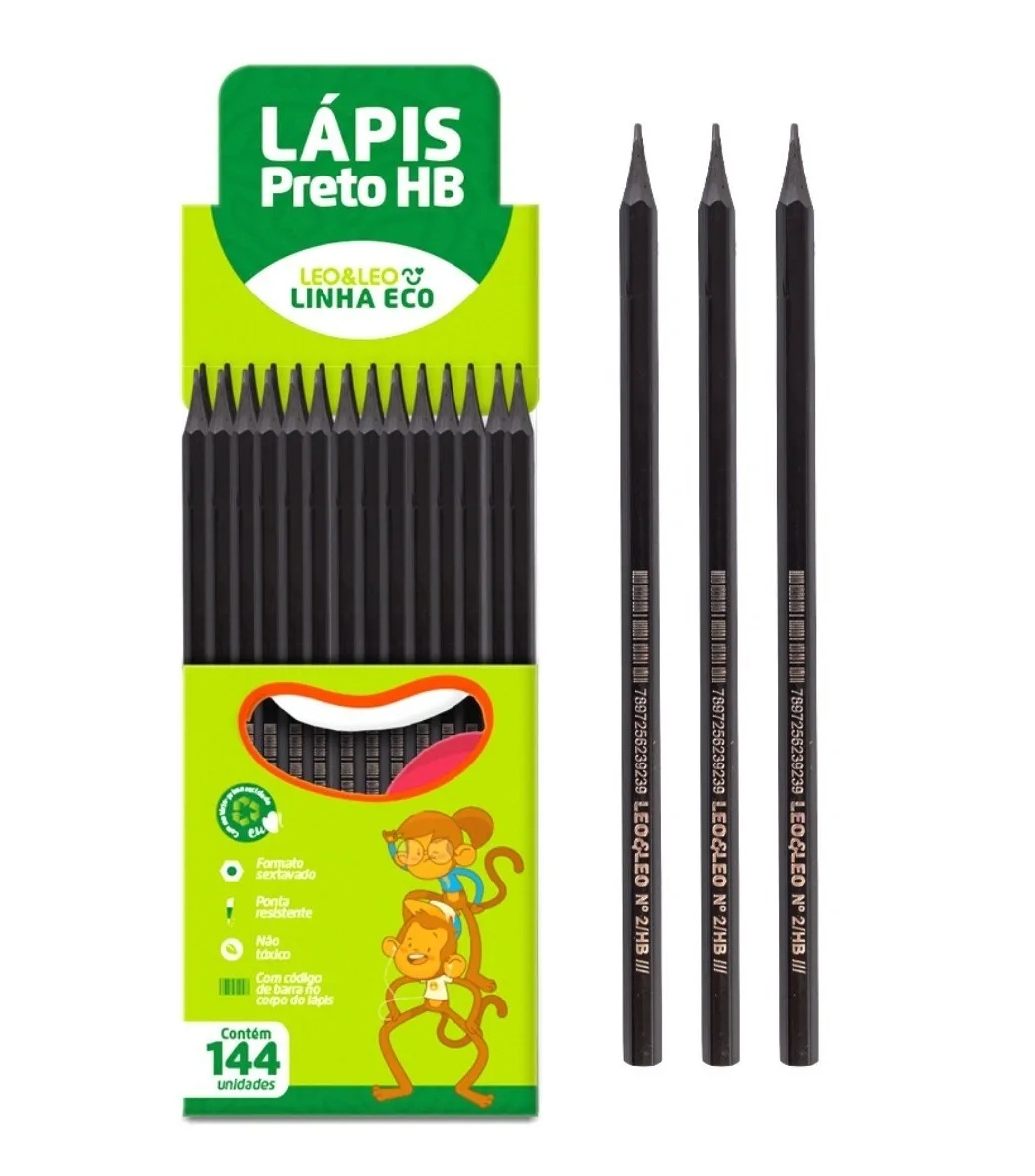 Kit 144 Lápis Preto HB Grafite Sextavado ...