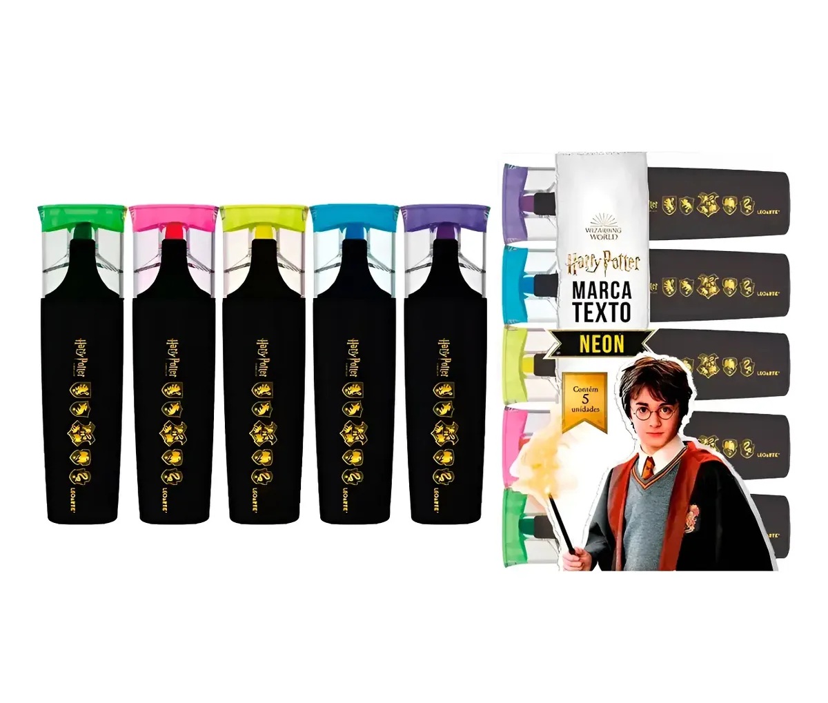 Kit 5 Canetas Marca Texto Harry Potter Ed...