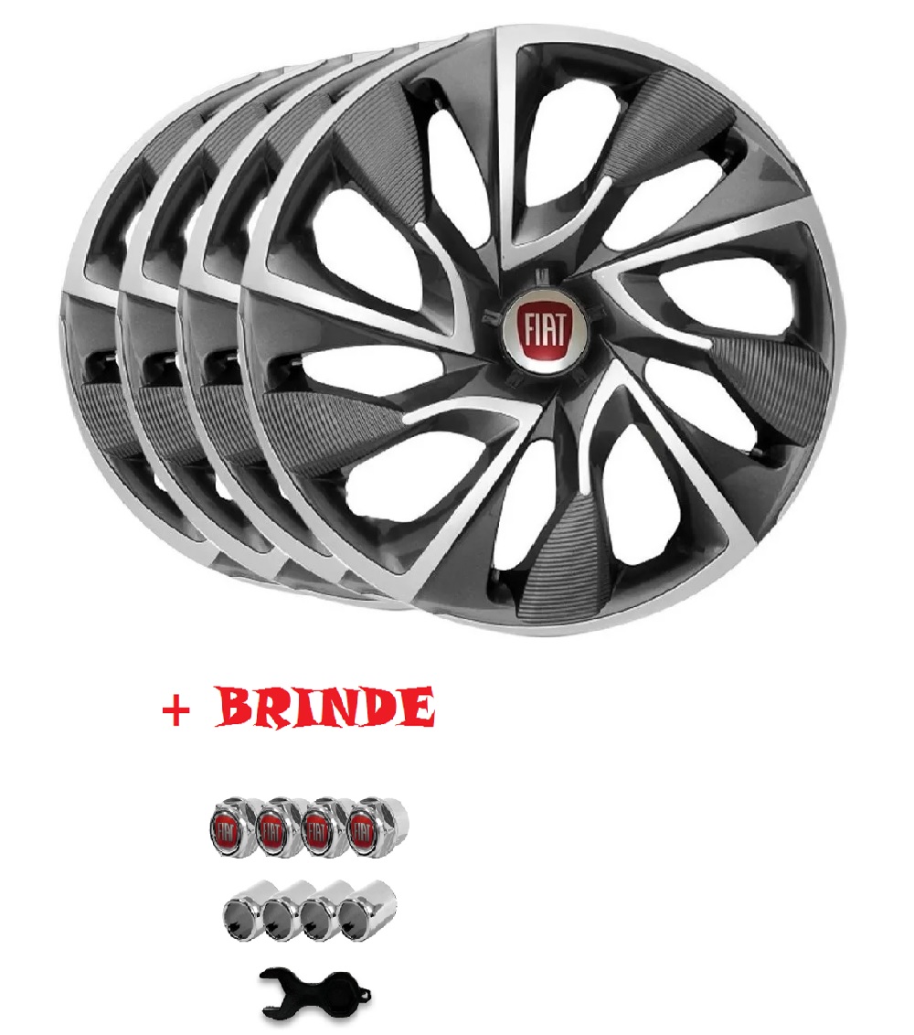 Jogo Calota Aro 14 Esportiva Black Silver...