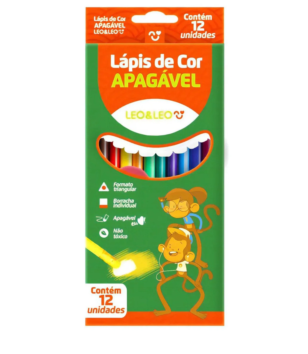 Kit 12 Lápis de Cor Triangular Apagável c...