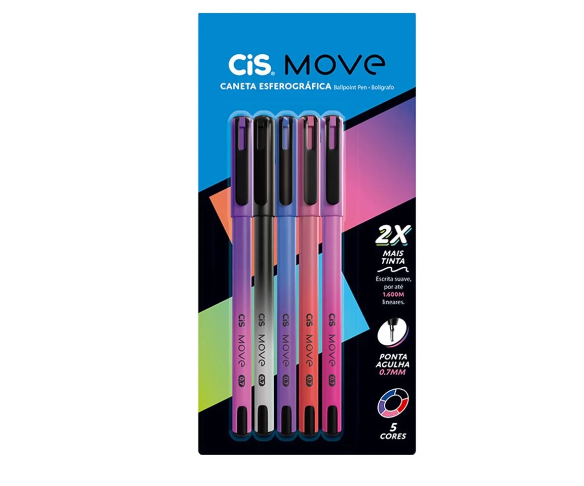 Caneta Esferográfica Cis 0.7 Move 5 Unida...